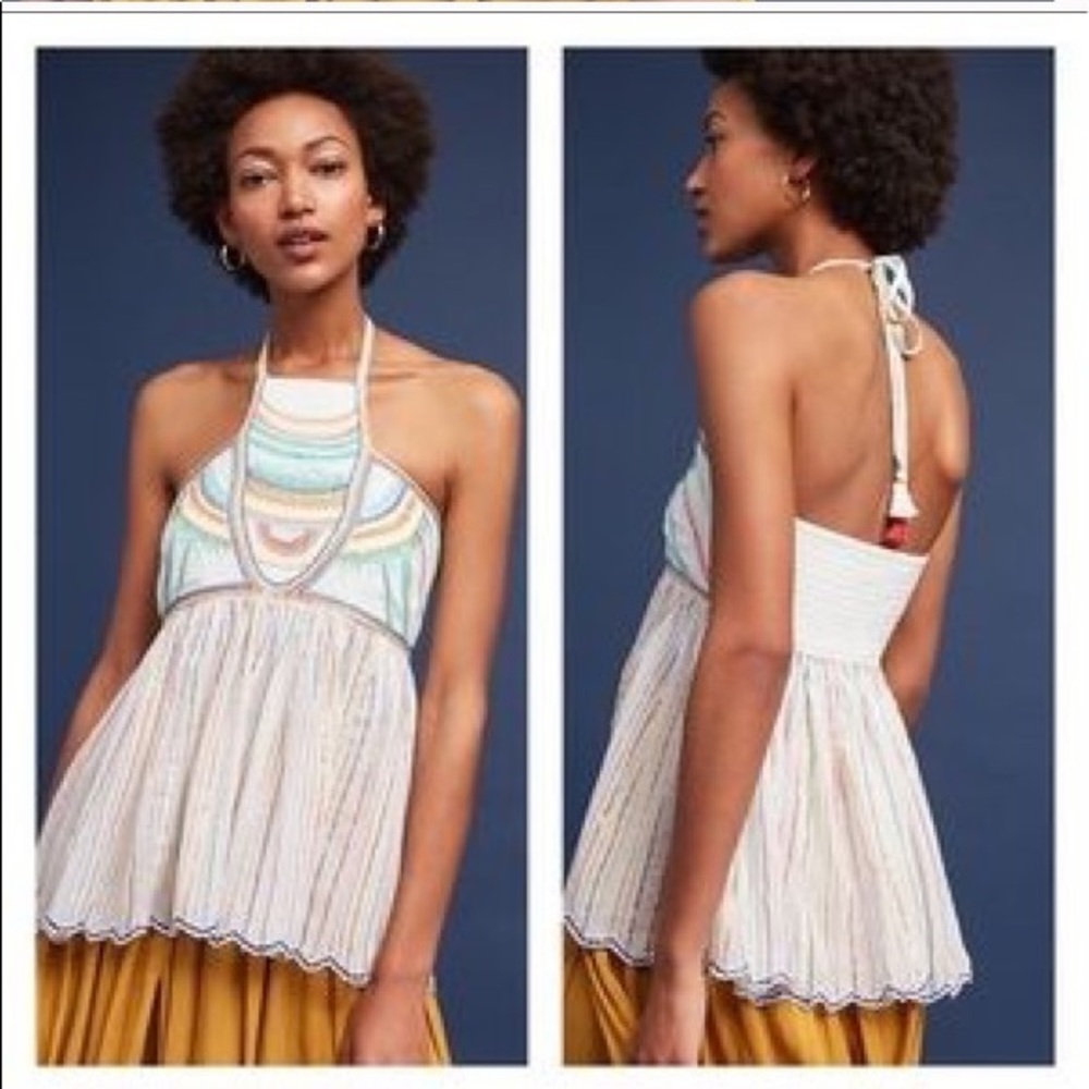 Beautiful embroidered halter top NWT